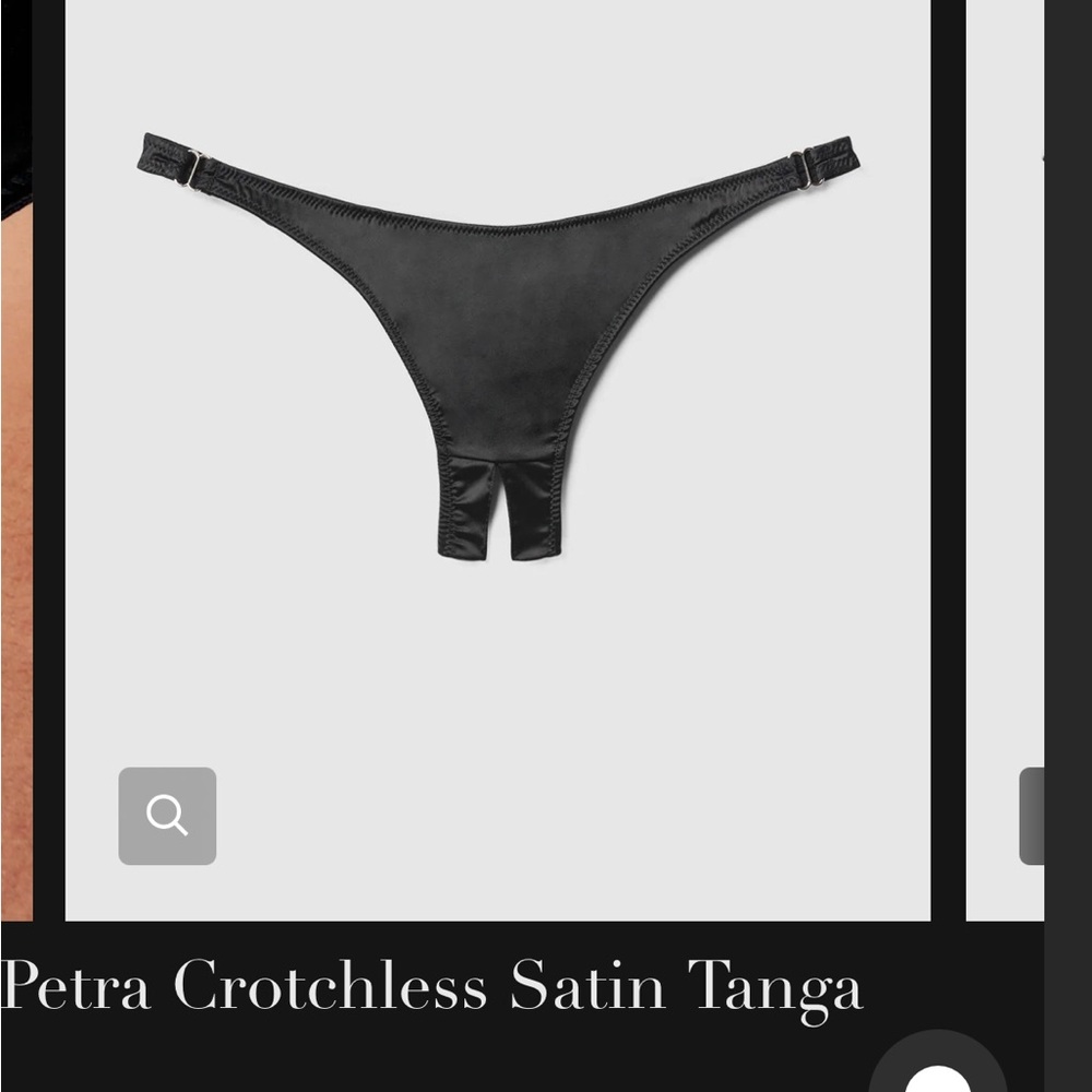 Frederick a Hollywood Petra crotch less  Black Satin Tanga size S NWT